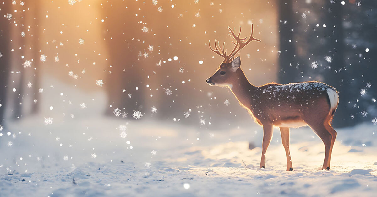 Reh im Winterwald